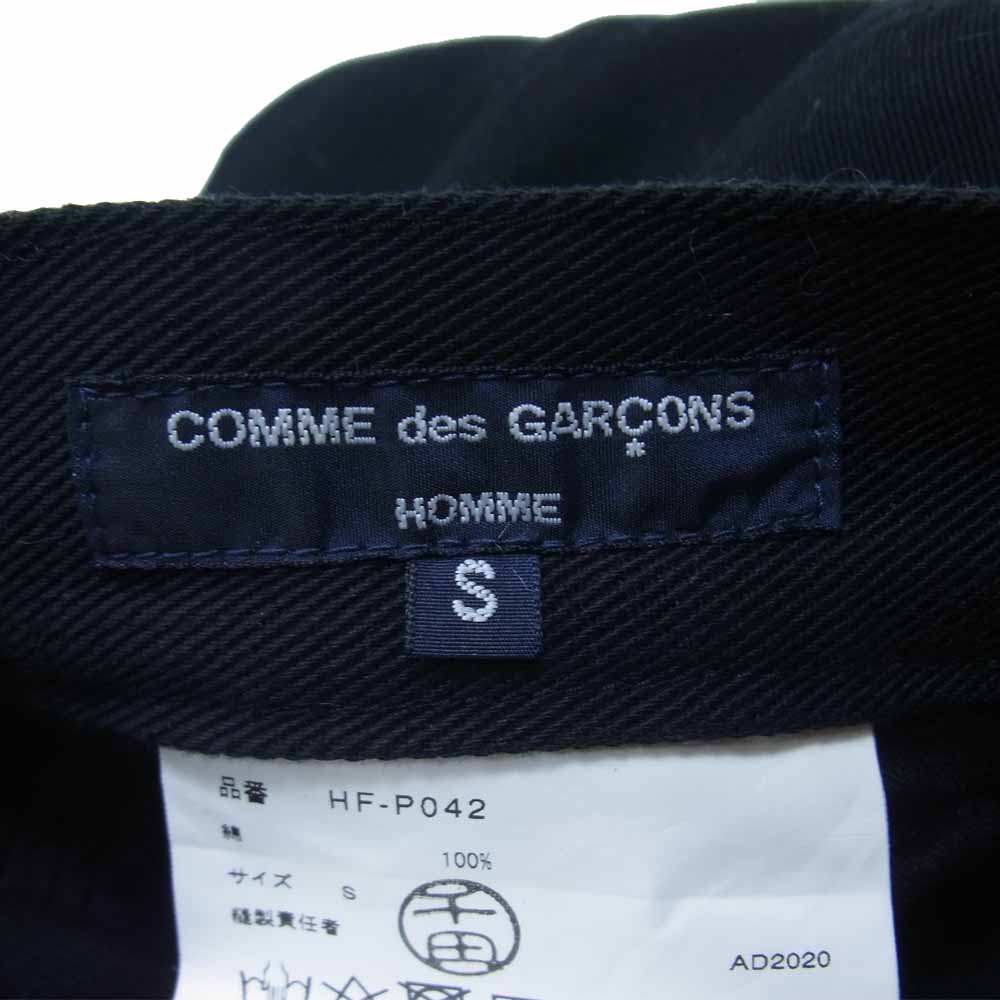 COMME des GARCONS コムデギャルソン HOMME オム AD2020 HF-P042 コットンツイル 2タック ワイド テーパード パンツ ブラック系 S【中古】