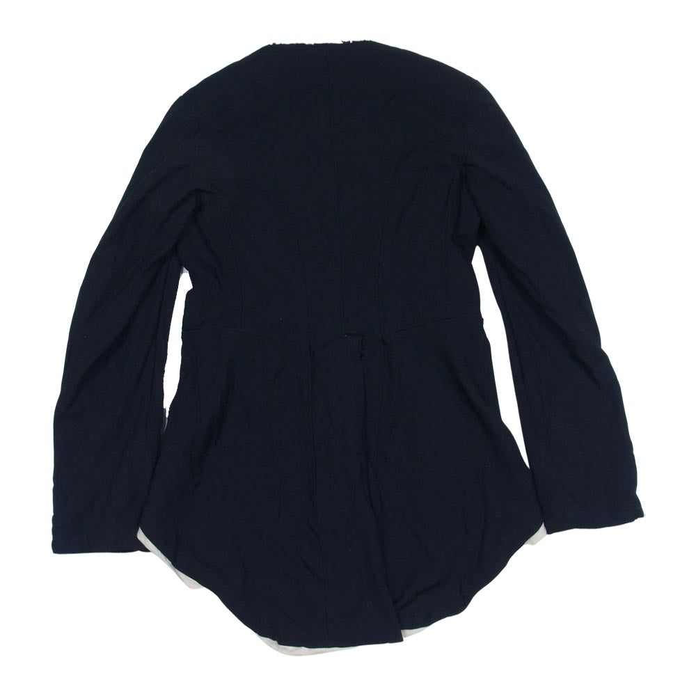 COMME des GARCONS コムデギャルソン BLACK AD2015 1P-J018 エステル縮絨加工 ポリ縮 カットオフノーカラー 燕尾 ジャケット ブラック系 M【美品】【中古】