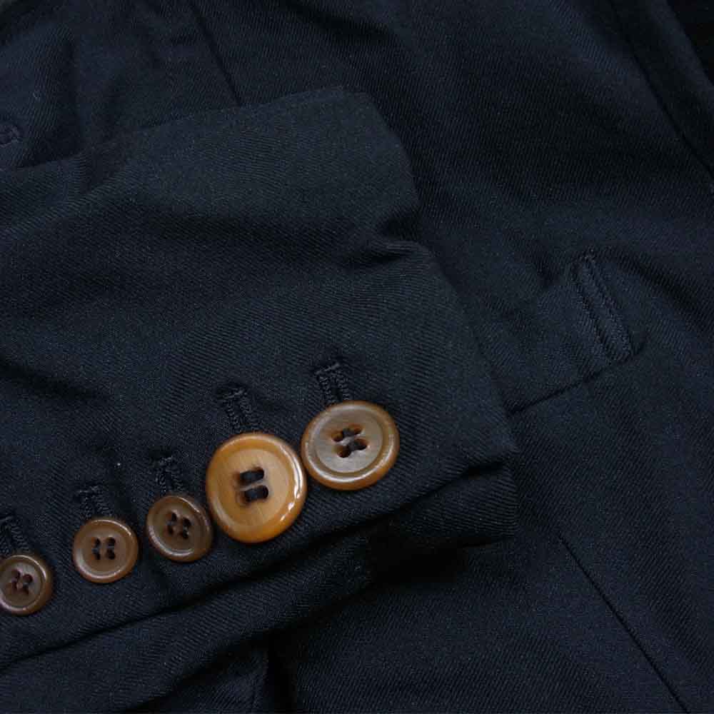 COMME des GARCONS コムデギャルソン BLACK AD2015 1P-J018 エステル縮絨加工 ポリ縮 カットオフノーカラー 燕尾 ジャケット ブラック系 M【美品】【中古】
