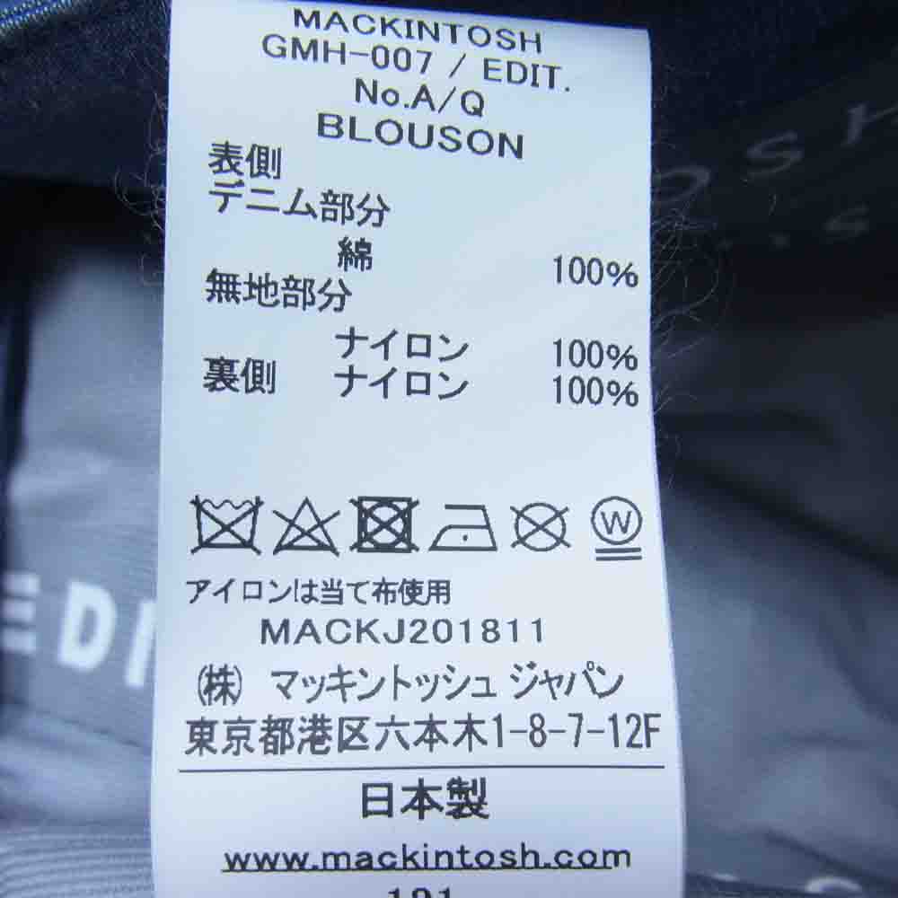 Mackintosh マッキントッシュ EDIT. GMH-007 DSMG限定 BLOUSON  エディット 透湿防水 コーチジャケット インディゴブルー系 36【美品】【中古】