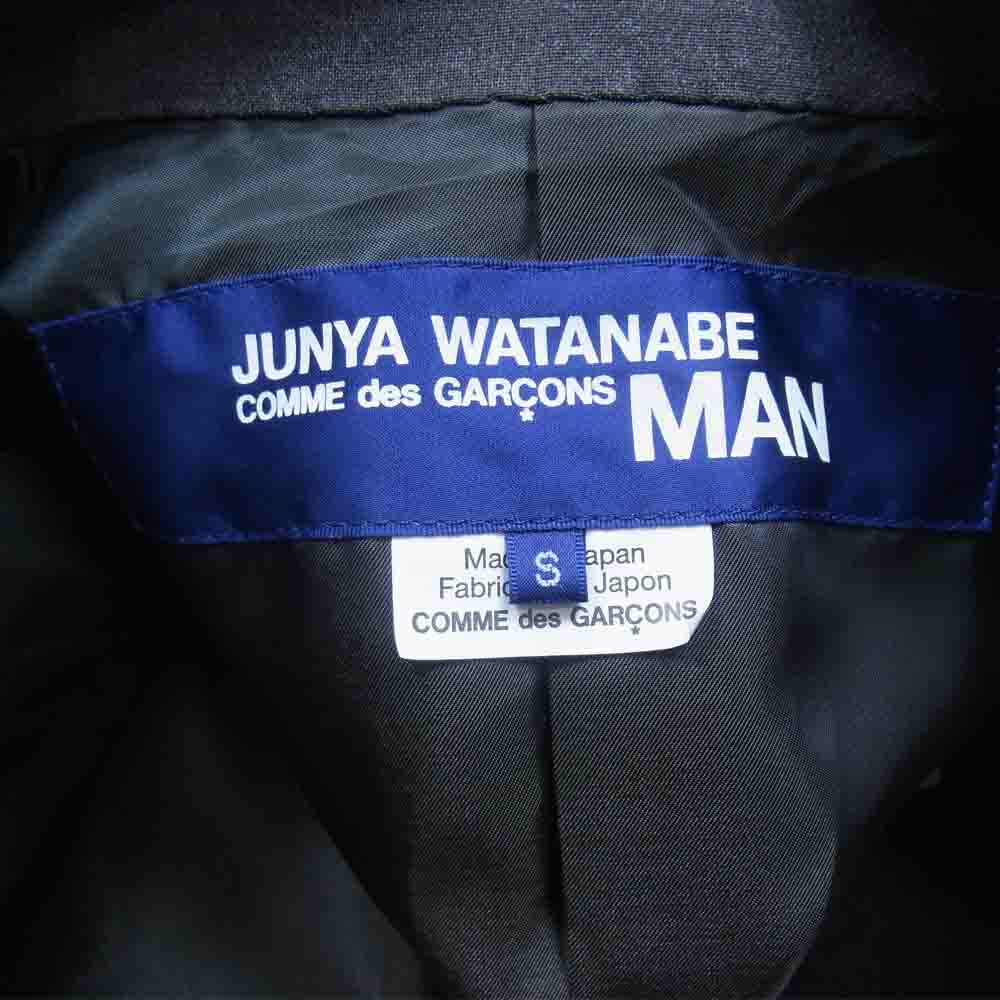 JUNYA WATANABE COMME des GARCONS MAN ジュンヤワタナベコムデギャルソンマン AD2019 WD-C003 袖カウレザー切替 ライダースドッキング ダブルブレスト コート グレー系 S【美品】【中古】