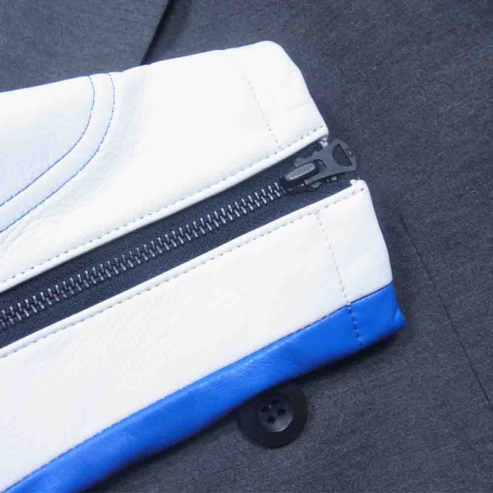 JUNYA WATANABE COMME des GARCONS MAN ジュンヤワタナベコムデギャルソンマン AD2019 WD-C003 袖カウレザー切替 ライダースドッキング ダブルブレスト コート グレー系 S【美品】【中古】