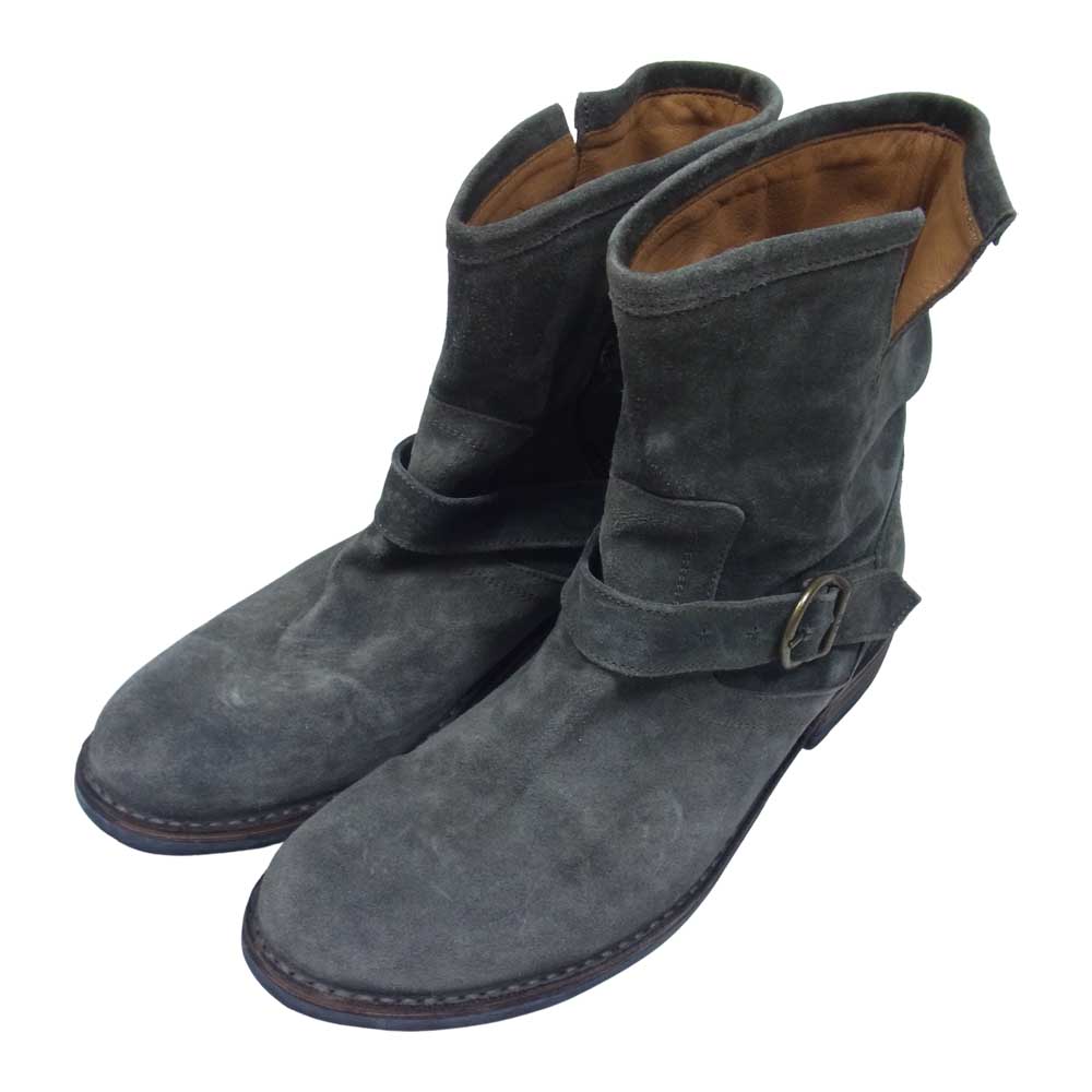 フィオレンティーニベイカー スエード サイドジップ ショート エンジニア ブーツ グレー系 44【中古】
