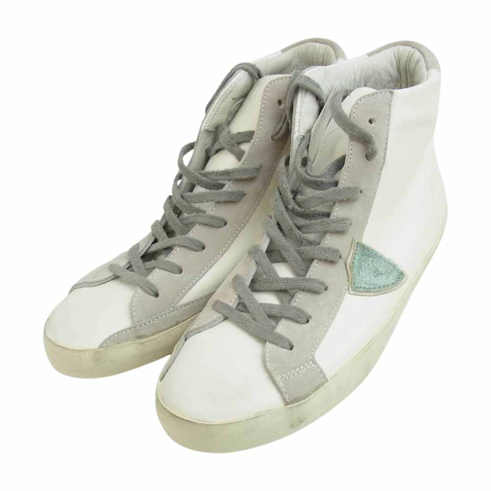 フィリップモデル CLHU VL05 ハイカット レザー スニーカー ホワイト系 44【中古】