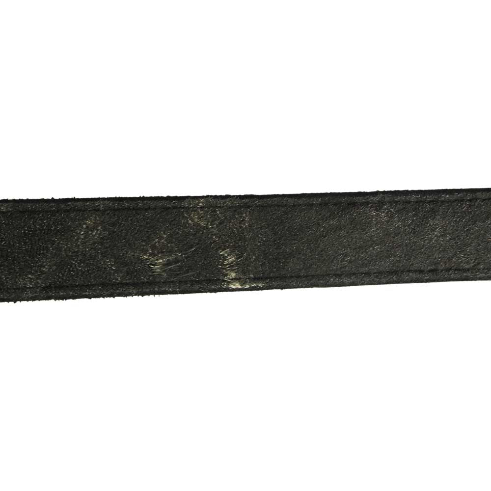 STRUM ストラム STG022-01 毛刈りディア生革 フルタンニンホース ダブルリング ナロー ベルト ブラック系 F【新古品】【未使用】【中古】