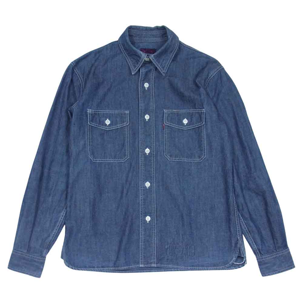 EVISU エヴィス チンストラップ デニム ワーク 長袖 シャツ インディゴブルー系 表記無し【中古】