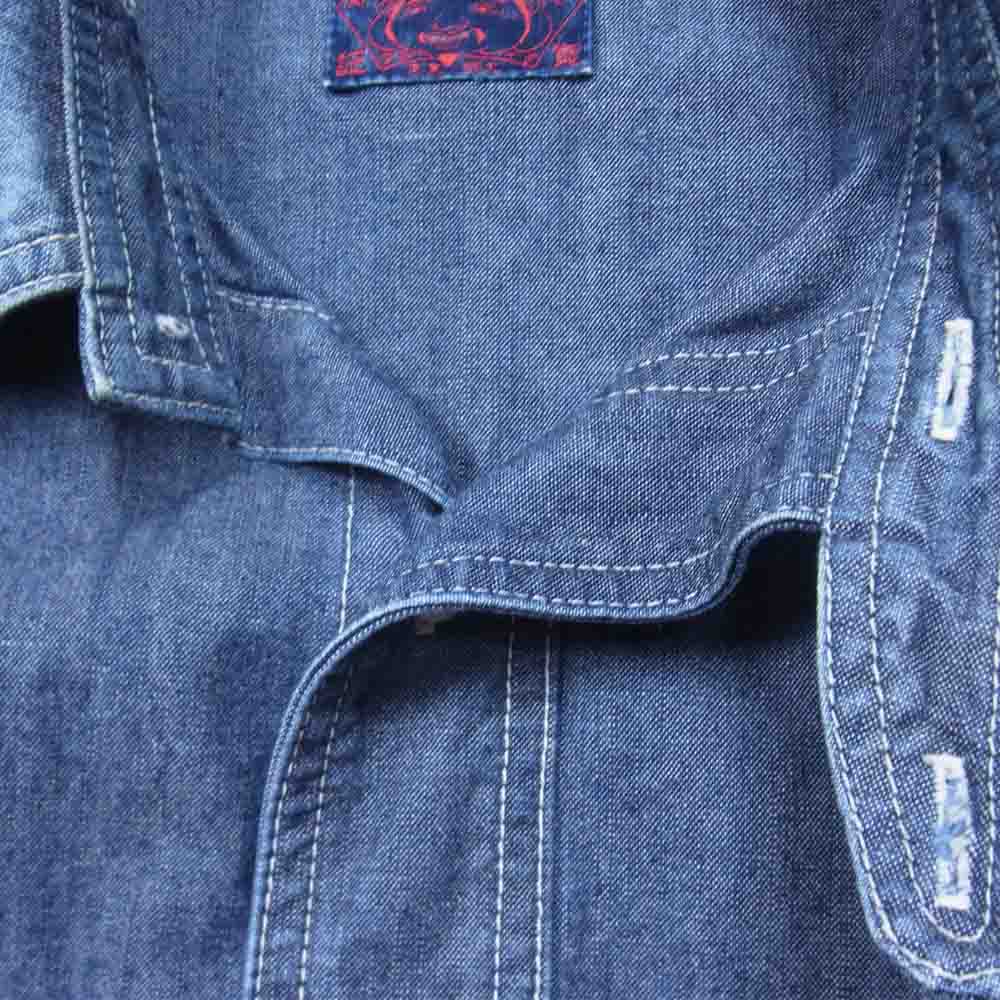 EVISU エヴィス チンストラップ デニム ワーク 長袖 シャツ インディゴブルー系 表記無し【中古】
