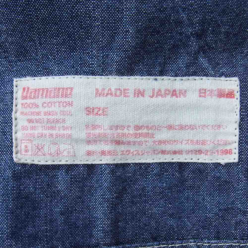 EVISU エヴィス チンストラップ デニム ワーク 長袖 シャツ インディゴブルー系 表記無し【中古】