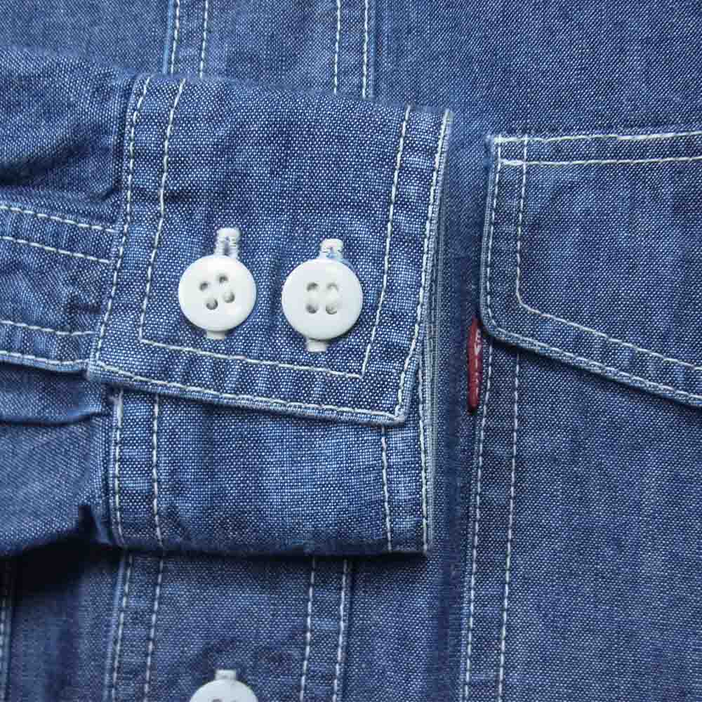 EVISU エヴィス チンストラップ デニム ワーク 長袖 シャツ インディゴブルー系 表記無し【中古】
