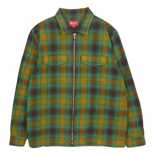 Supreme シュプリーム 15SS Shadow Plaid Flannel Shirt ジップ シャドウ プレイド フランネル チェック シャツ M【中古】