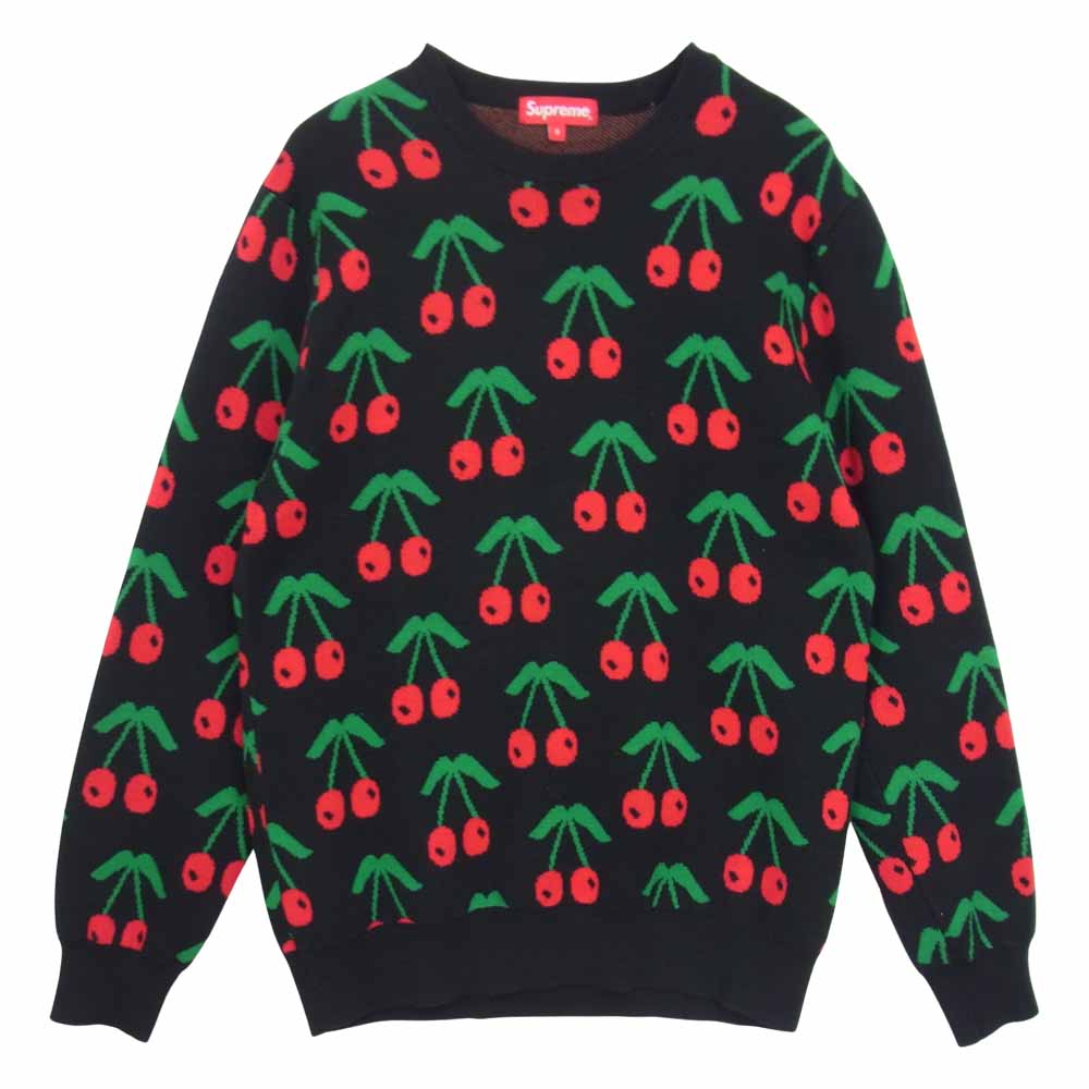 Supreme シュプリーム 14AW Cherries Sweater チェリー さくらんぼ セーター ブラック系 レッド系 S【中古】