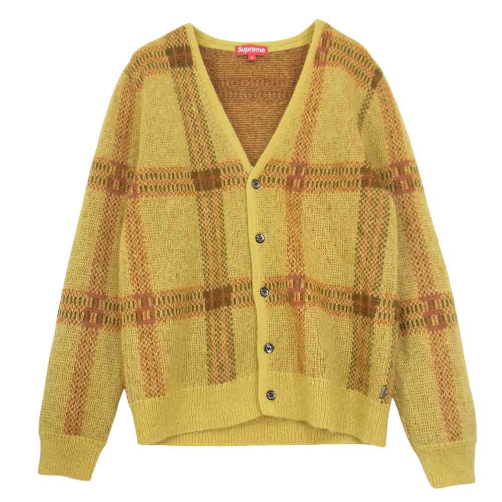 Supreme シュプリーム 14AW Mohair Sweater チェック モヘア セーター カーディガン イエロー系 S【中古】