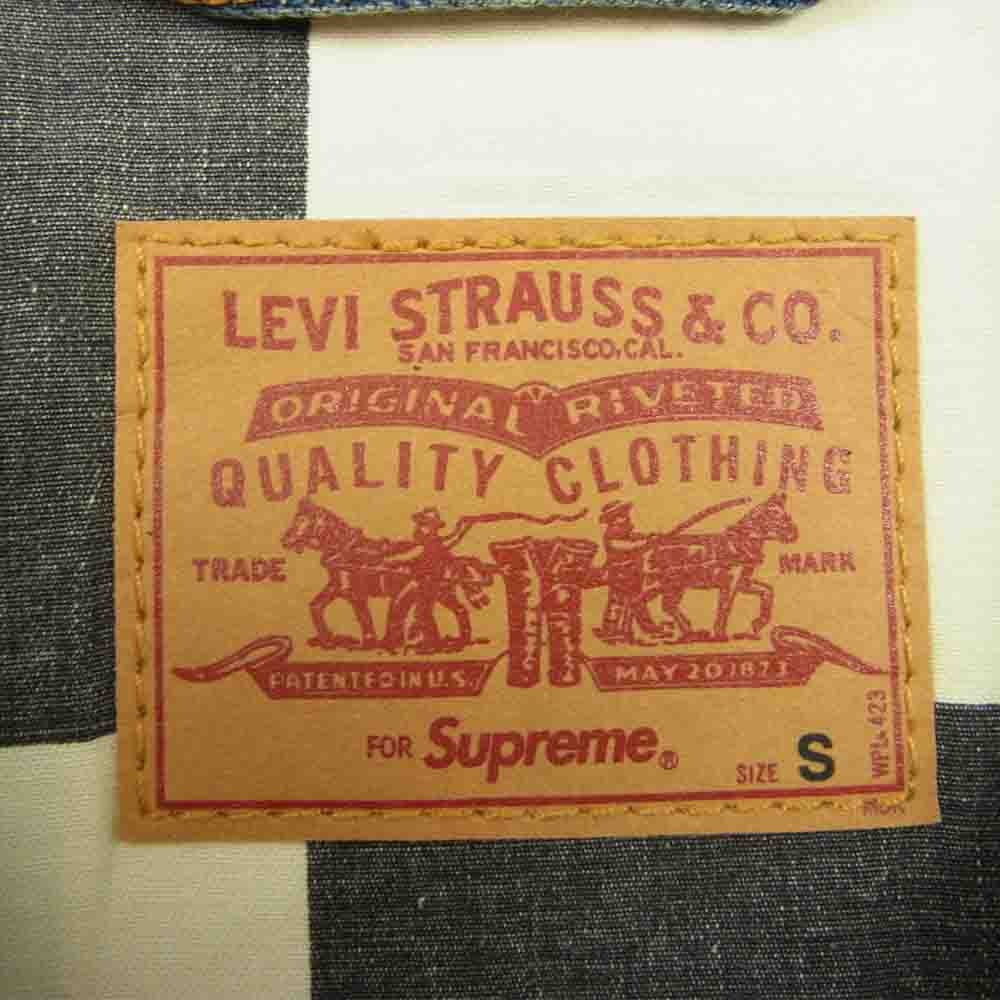 Supreme シュプリーム 14AW × Levis リーバイス Trucker Jacket 裏地 チェンカー フラッグ 3rd デニム ジャケット インディゴブルー系 S【中古】