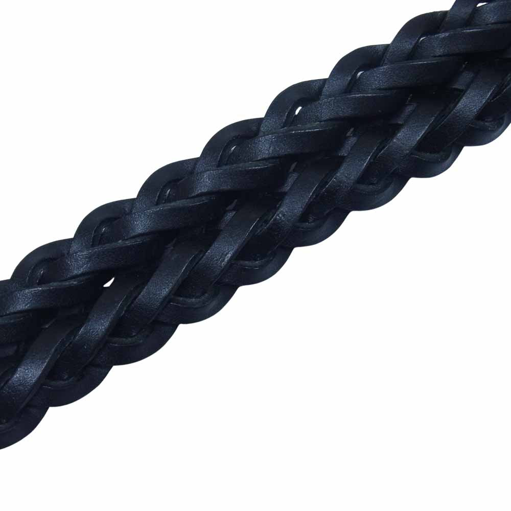WHITE HOUSE COX ホワイトハウスコックス P1127 32mm PLAITED BELT カウハイド メッシュ レザー ベルト ブラック系【新古品】【未使用】【中古】