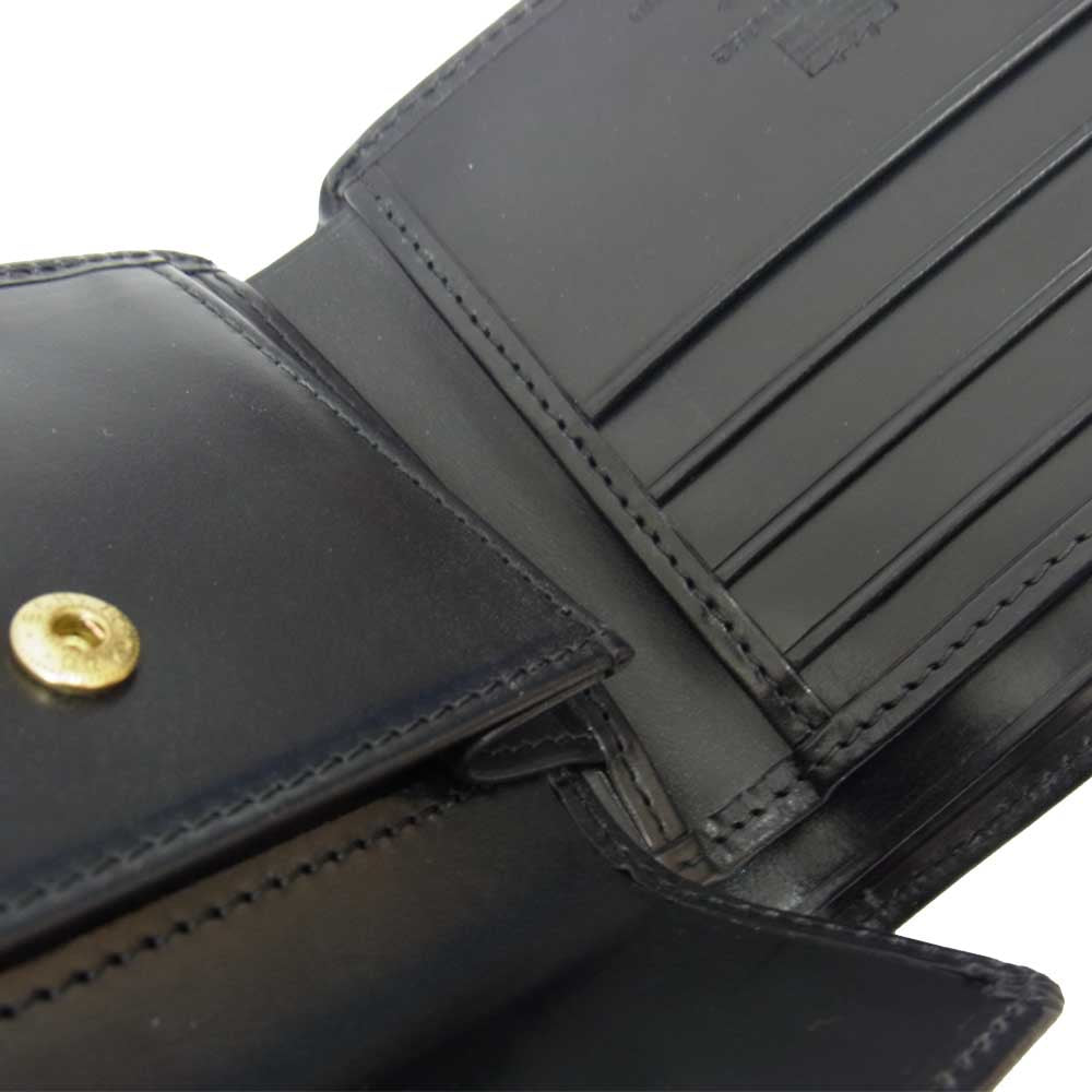 WHITE HOUSE COX ホワイトハウスコックス S7532 COIN WALLET BRIDLE ブライドルレザー コインウォレット 小銭入れ付き 二つ折り 財布 ブラック系【新古品】【未使用】【中古】