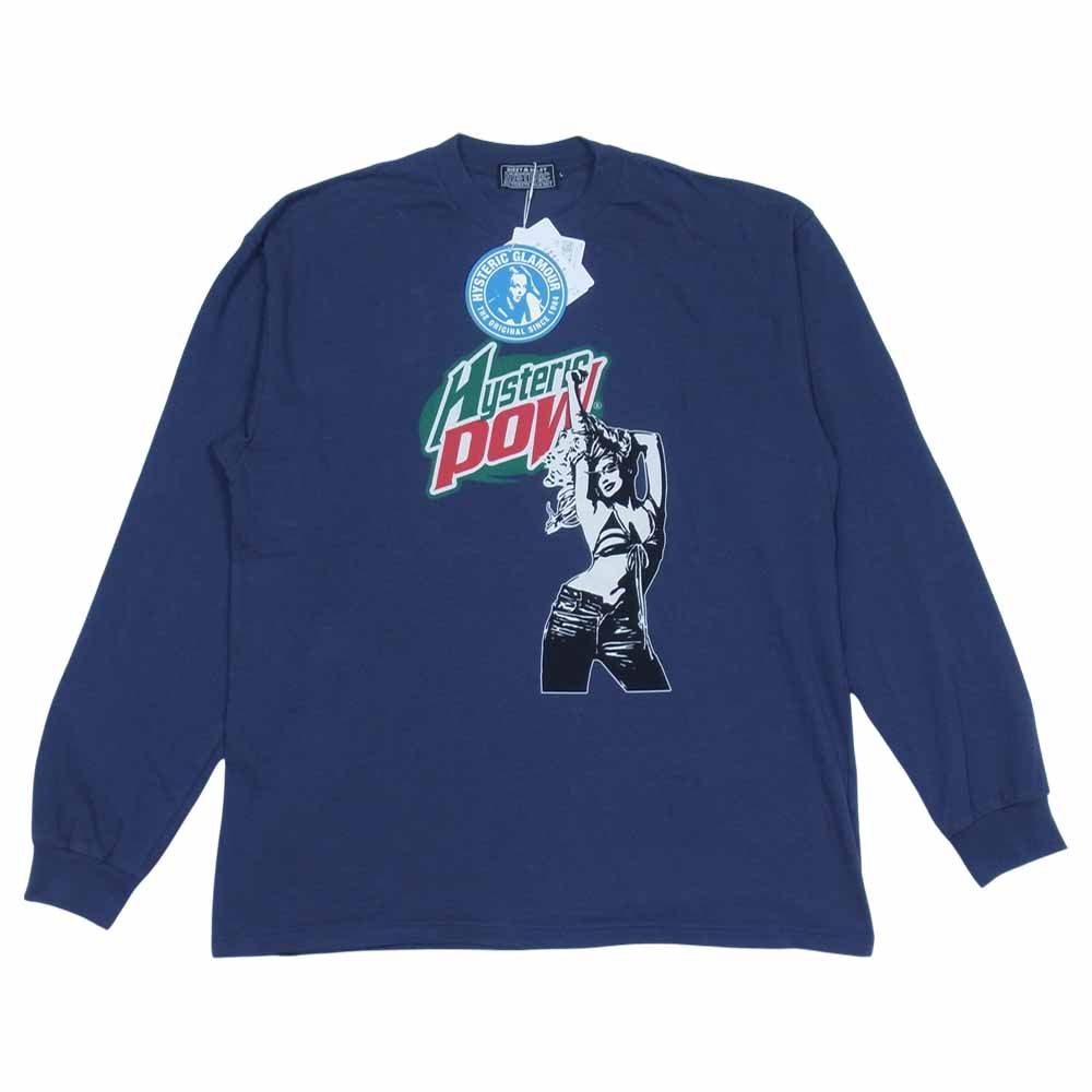 HYSTERIC GLAMOUR ヒステリックグラマー 02221CL03 HYSTERIC POW 長袖 Tシャツ ネイビー系 L【新古品】【未使用】【中古】