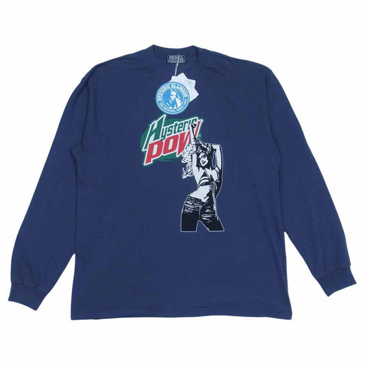 HYSTERIC GLAMOUR ヒステリックグラマー 02221CL03 HYSTERIC POW 長袖 Tシャツ ネイビー系 L【新古品】【未使用】【中古】
