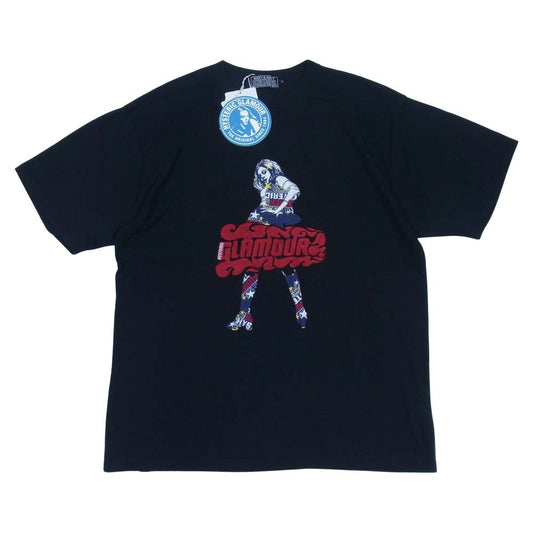 HYSTERIC GLAMOUR ヒステリックグラマー 02221CT05 VIXEN GIRL刺繍 半袖 Tシャツ ブラック系 L【新古品】【未使用】【中古】