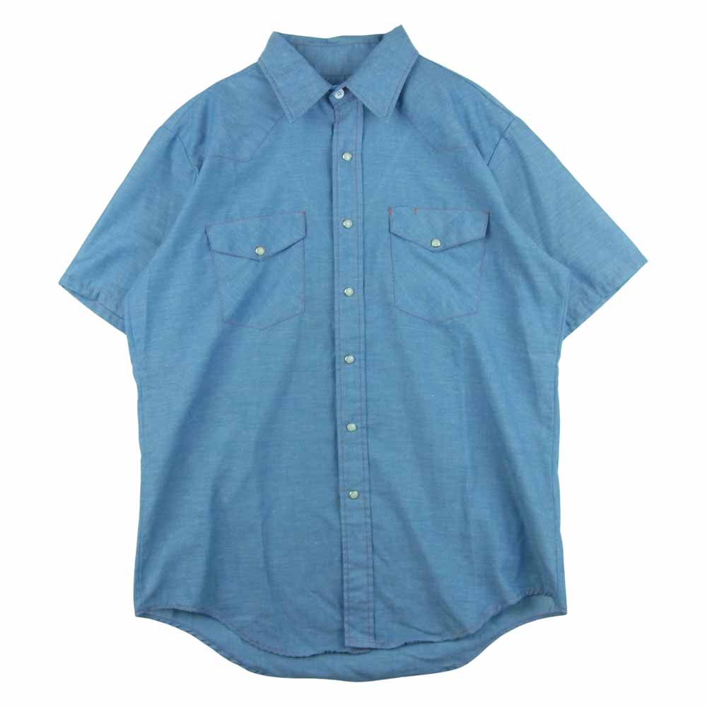 BIG MAC ビッグマック ヴィンテージ USA製 80s 半袖 ウエスタン シャツ インディゴブルー系 L【中古】