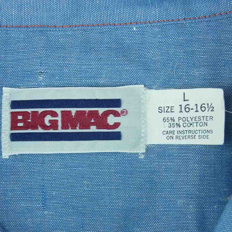 BIG MAC ビッグマック ヴィンテージ USA製 80s 半袖 ウエスタン シャツ インディゴブルー系 L【中古】