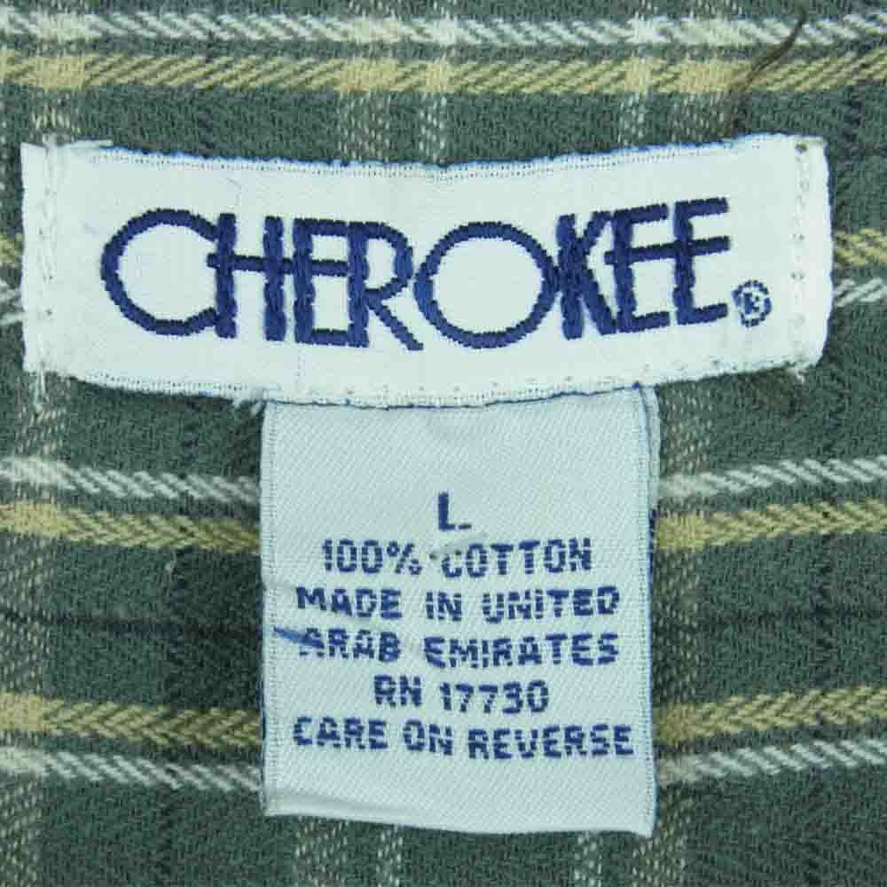 チェロキー ヴィンテージ チェック B.D 半袖 シャツ コットン グリーン系 L【中古】