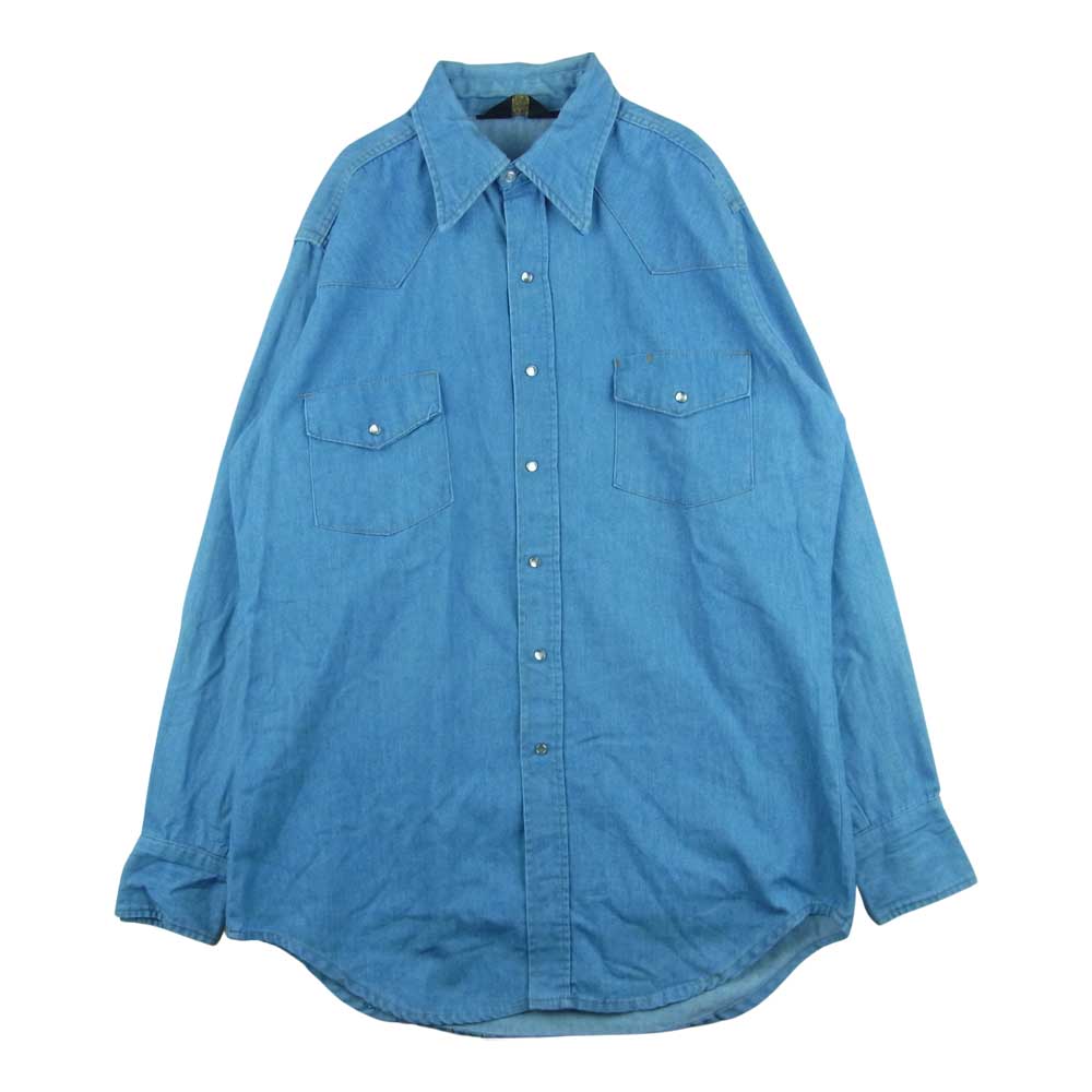 シアーズ ヴィンテージ 三角タグ シャンブルー ウエスタン 長袖 シャツ インディゴブルー系 L【中古】