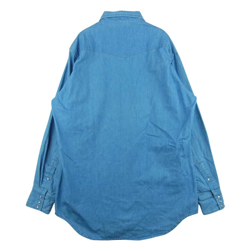 シアーズ ヴィンテージ 三角タグ シャンブルー ウエスタン 長袖 シャツ インディゴブルー系 L【中古】