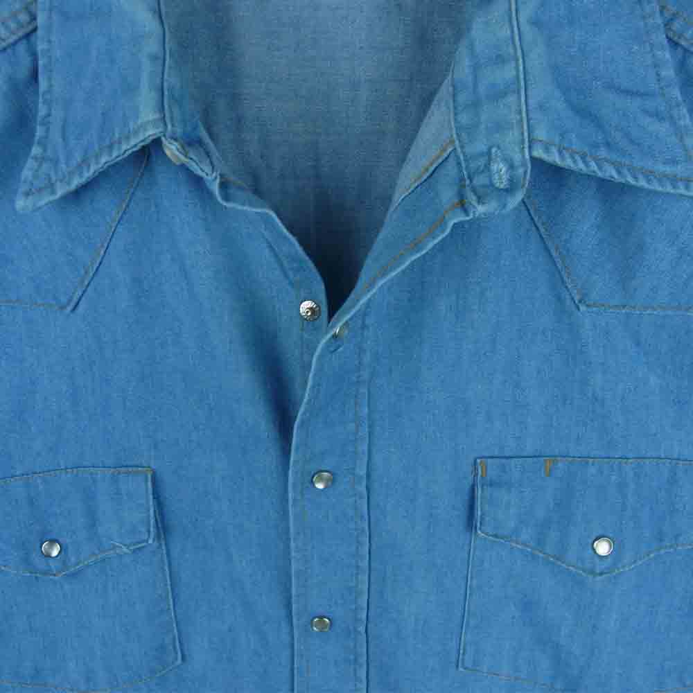 シアーズ ヴィンテージ 三角タグ シャンブルー ウエスタン 長袖 シャツ インディゴブルー系 L【中古】