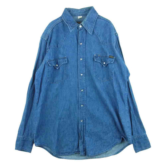 シアーズ ヴィンテージ デニム ウエスタン 長袖 シャツ インディゴブルー系 L【中古】