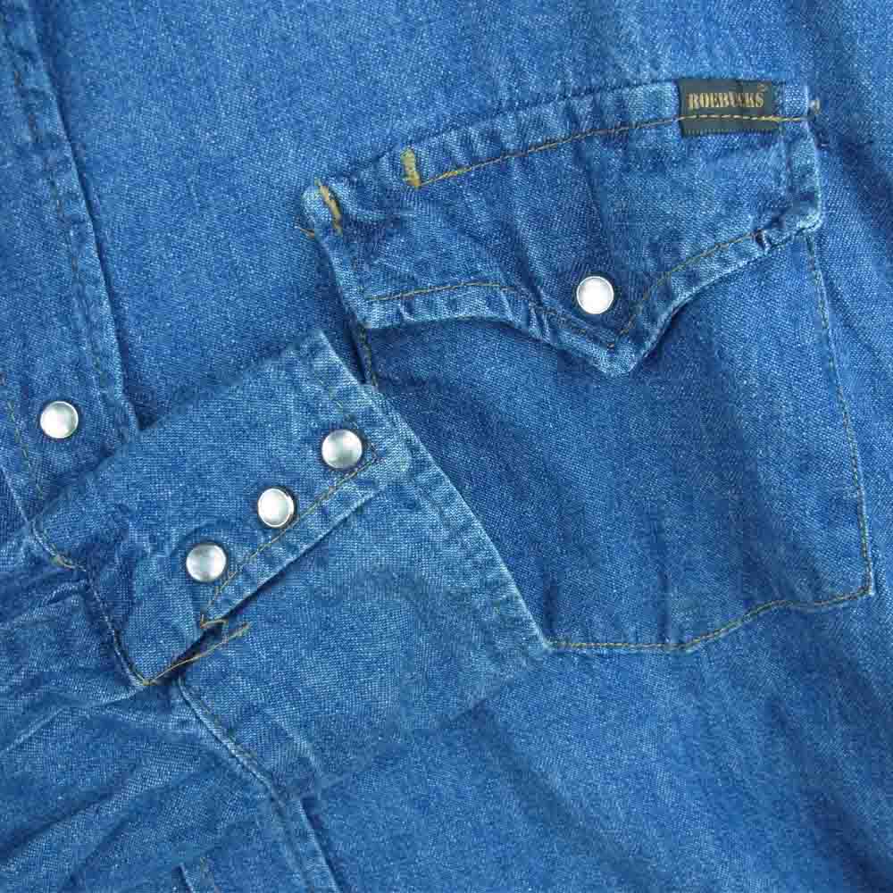 シアーズ ヴィンテージ デニム ウエスタン 長袖 シャツ インディゴブルー系 L【中古】