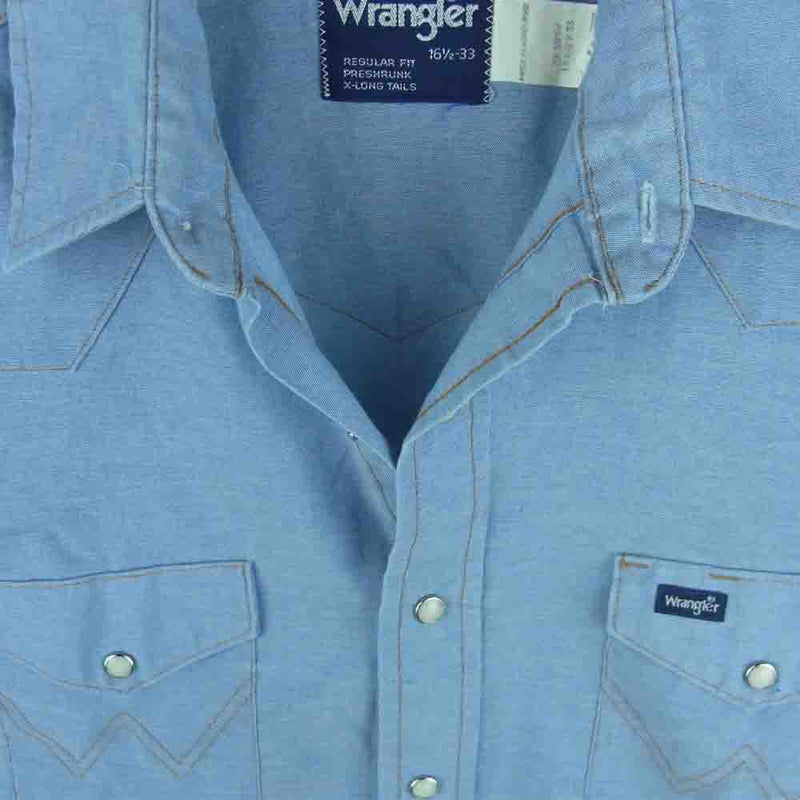 Wrangler ラングラー ヴィンテージ 紺タグ ウエスタン 長袖 シャツ インディゴブルー系 16.5【中古】