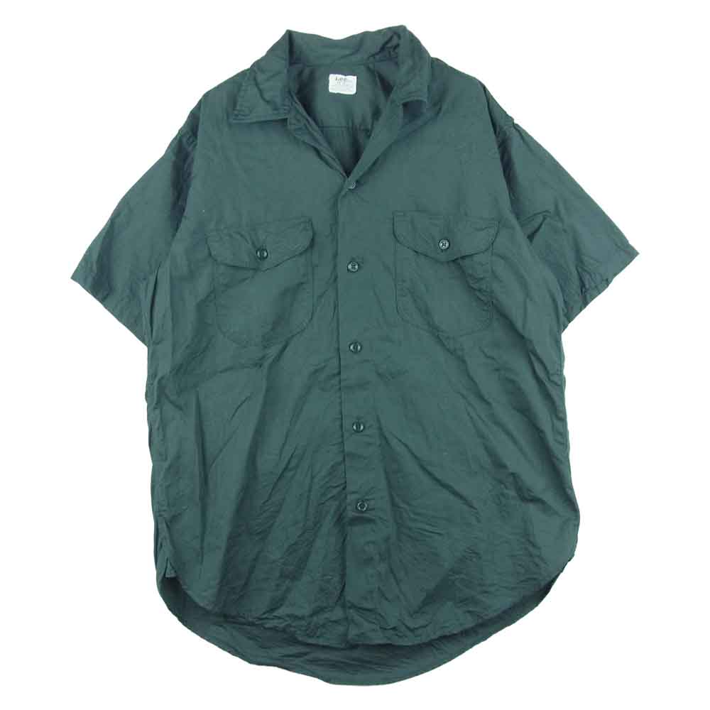 Lee リー ヴィンテージ 60s USA製 マチ付き 半袖 ワーク シャツ コットン グリーン系 15-15.5【中古】