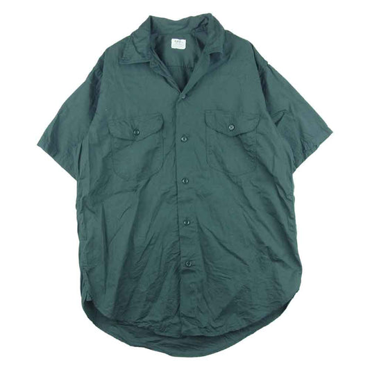 Lee リー ヴィンテージ 60s USA製 マチ付き 半袖 ワーク シャツ コットン グリーン系 15-15.5【中古】