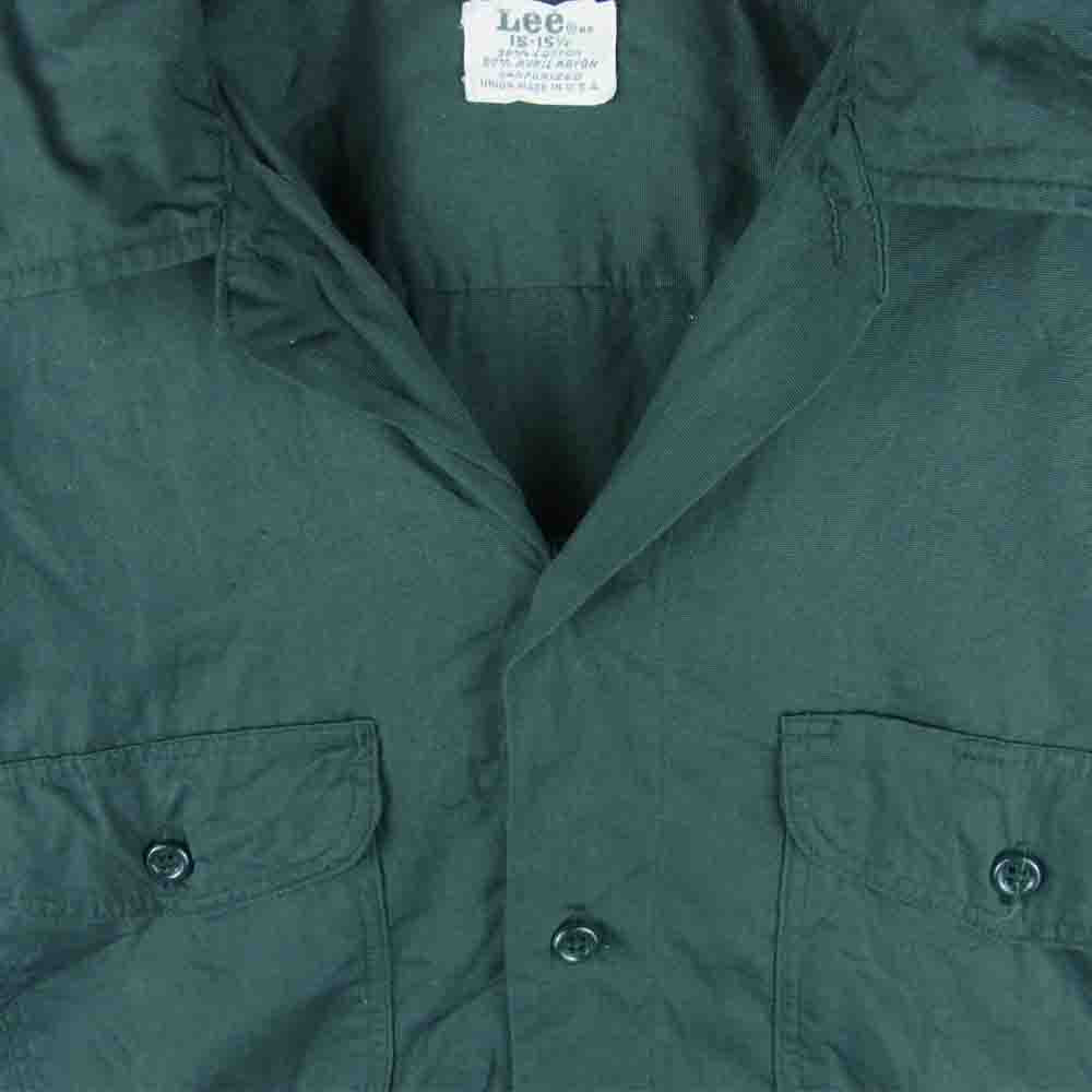 Lee リー ヴィンテージ 60s USA製 マチ付き 半袖 ワーク シャツ コットン グリーン系 15-15.5【中古】
