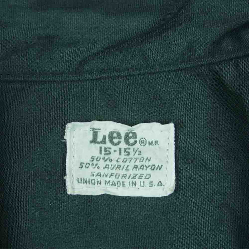 Lee リー ヴィンテージ 60s USA製 マチ付き 半袖 ワーク シャツ コットン グリーン系 15-15.5【中古】