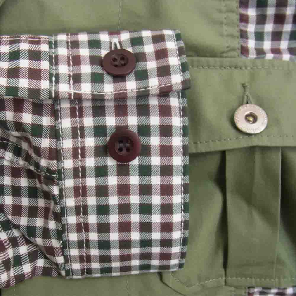 COMME des GARCONS コムデギャルソン HOMME オム 21AW HH-B021 ミリタリージャケット ドッキング 切替 チェック シャツ カーキ系 XS【新古品】【未使用】【中古】