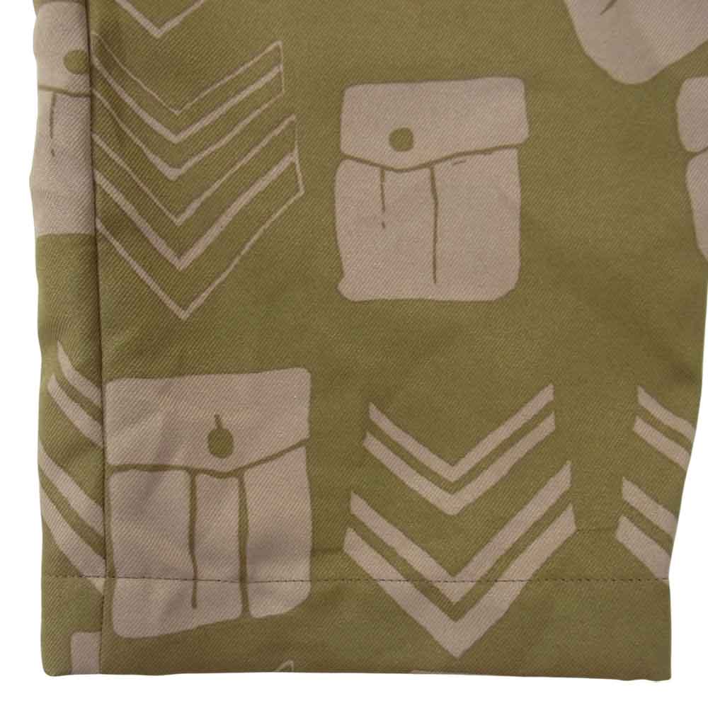 COMME des GARCONS コムデギャルソン BLACK 20AW 1F-P018 フィリップパゴウスキー プリント エステル製品加工 ワークパンツ カーキ系 L【新古品】【未使用】【中古】