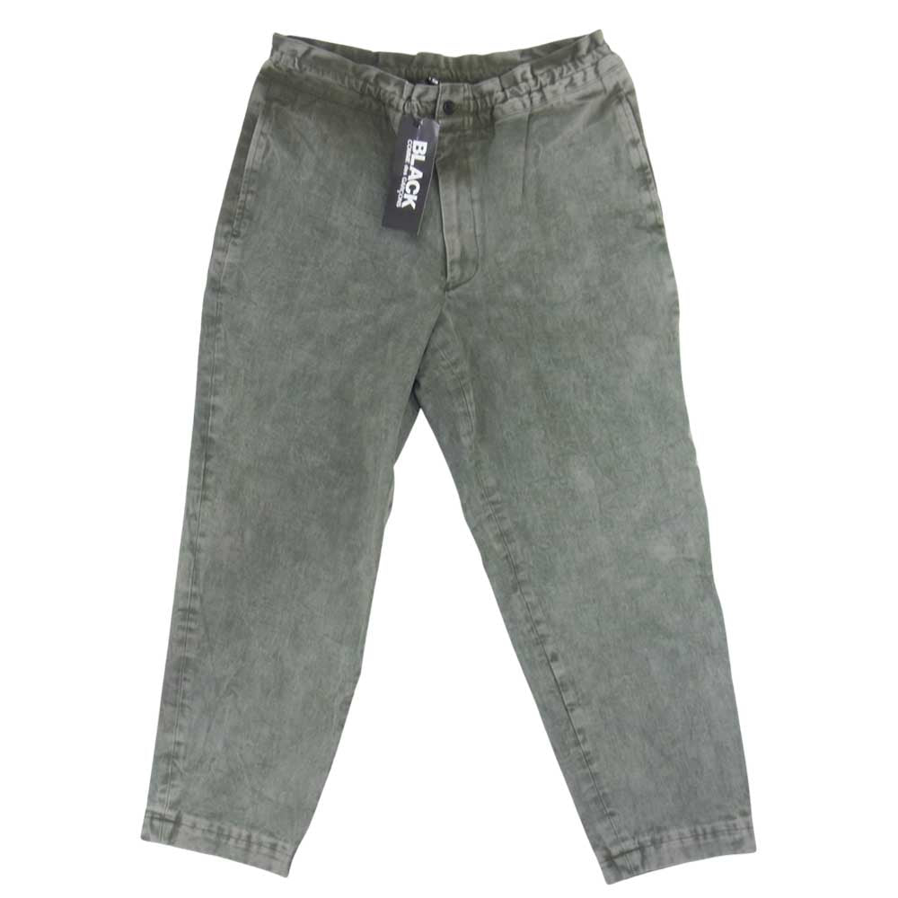 COMME des GARCONS コムデギャルソン BLACK 1F-P010 AD2020 後染め加工 ブリーチ オリーブ イージーデニム カーキ系 M【新古品】【未使用】【中古】