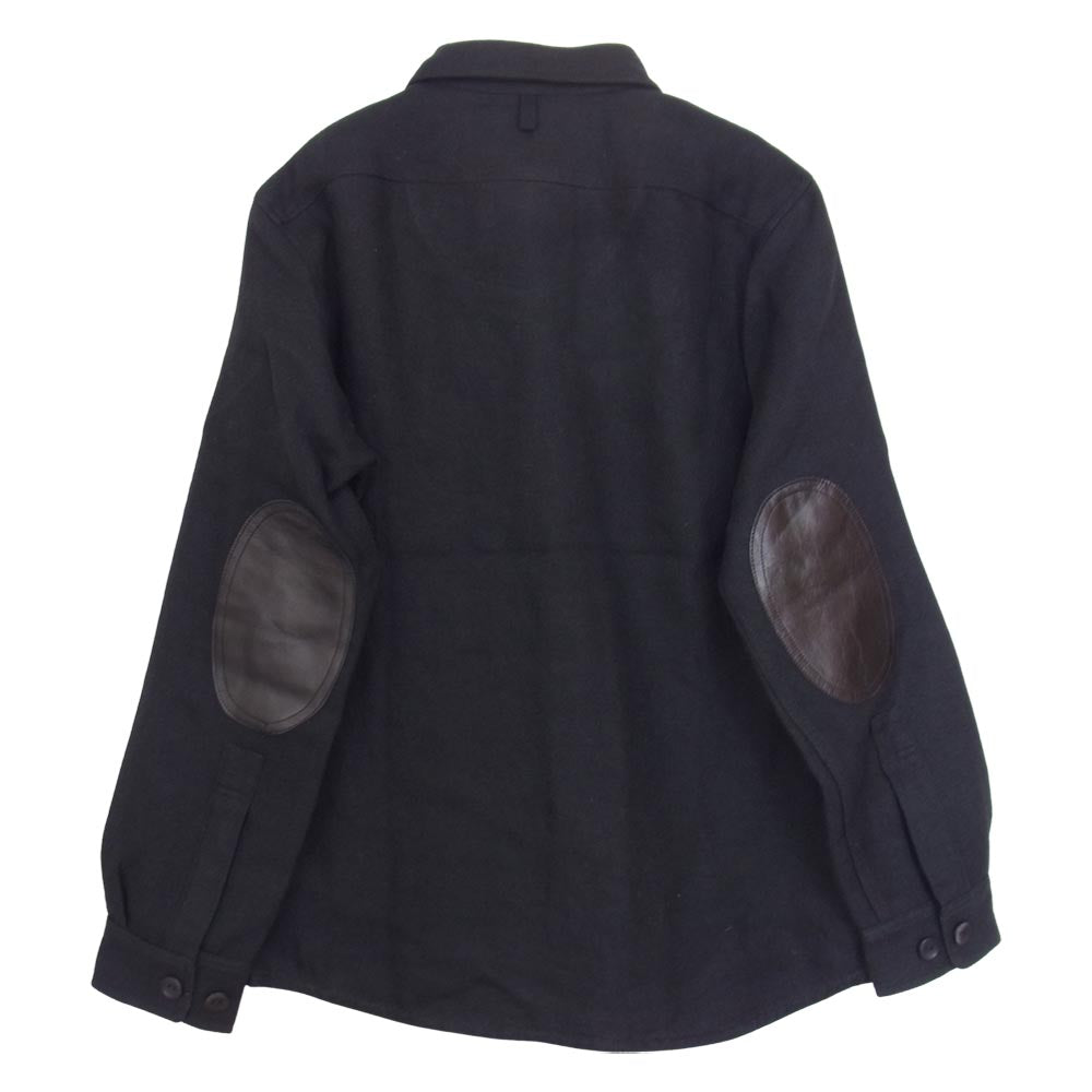 JUNYA WATANABE COMME des GARCONS MAN ジュンヤワタナベコムデギャルソンマン WF-B401 AD2020 MANTECO レザーエルボーパッチ ウール リネン カバーオール シャツ ブラック系 XS【新古品】【未使用】【中古】
