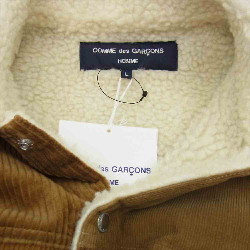 COMME des GARCONS コムデギャルソン HOMME オム 21AW HH-J025 コーデュロイ ボア パッチワーク トラックジャケット ブラウン系 L【新古品】【未使用】【中古】