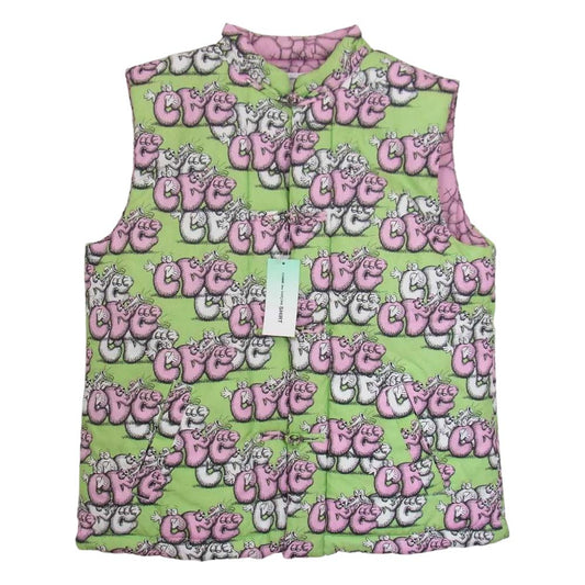 COMME des GARCONS コムデギャルソン SHIRT シャツ kaws カウズ 21AW FH-J007-W21-3 中綿 チャイナ ベスト ライトグリーン系 XL【新古品】【未使用】【中古】