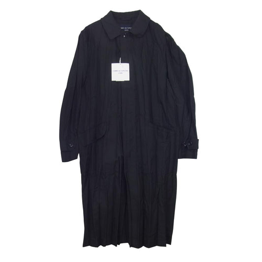 COMME des GARCONS コムデギャルソン HOMME オム 21AW HH-C011 エステル 皺加工 ステンカラーコート ブラック系 S【新古品】【未使用】【中古】