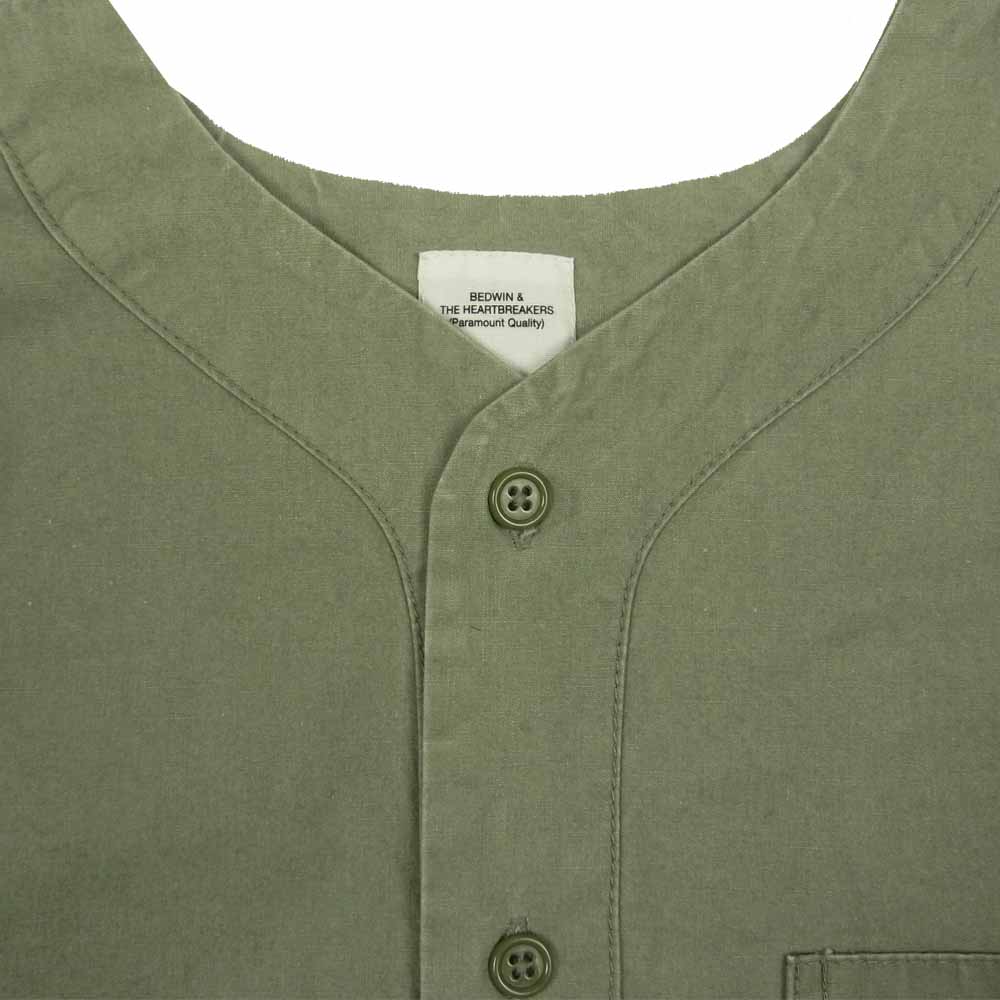 ベドウィンアンドザハートブレイカーズ MILITARY PULLOVER SHIR ミリタリー ノーカラー プルオーバー シャツ カーキ系 2【中古】