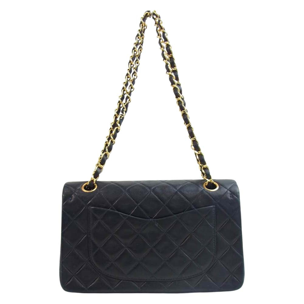 CHANEL シャネル マトラッセ ラムスキン ダブルフラップ ダブルチェーンハンドバッグ ネイビー系【中古】