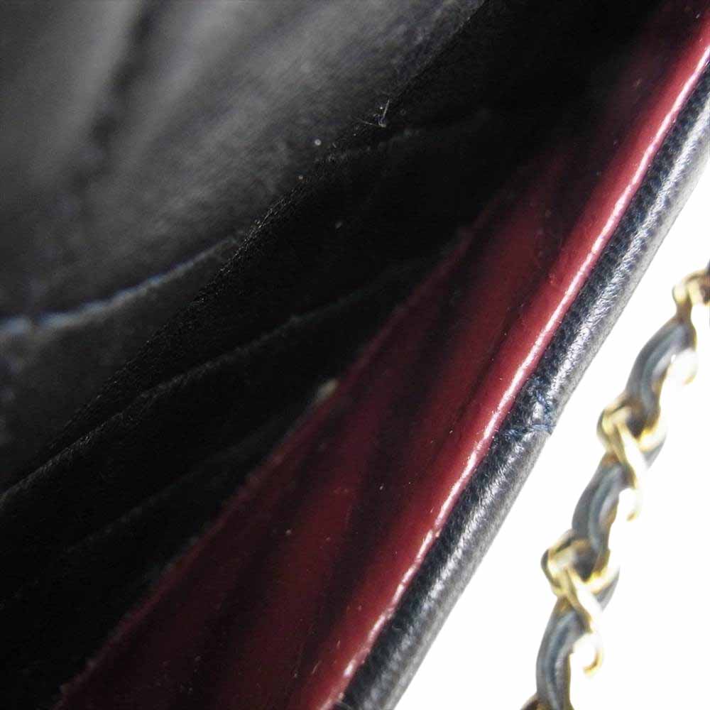 CHANEL シャネル マトラッセ ラムスキン ダブルフラップ ダブルチェーンハンドバッグ ネイビー系【中古】