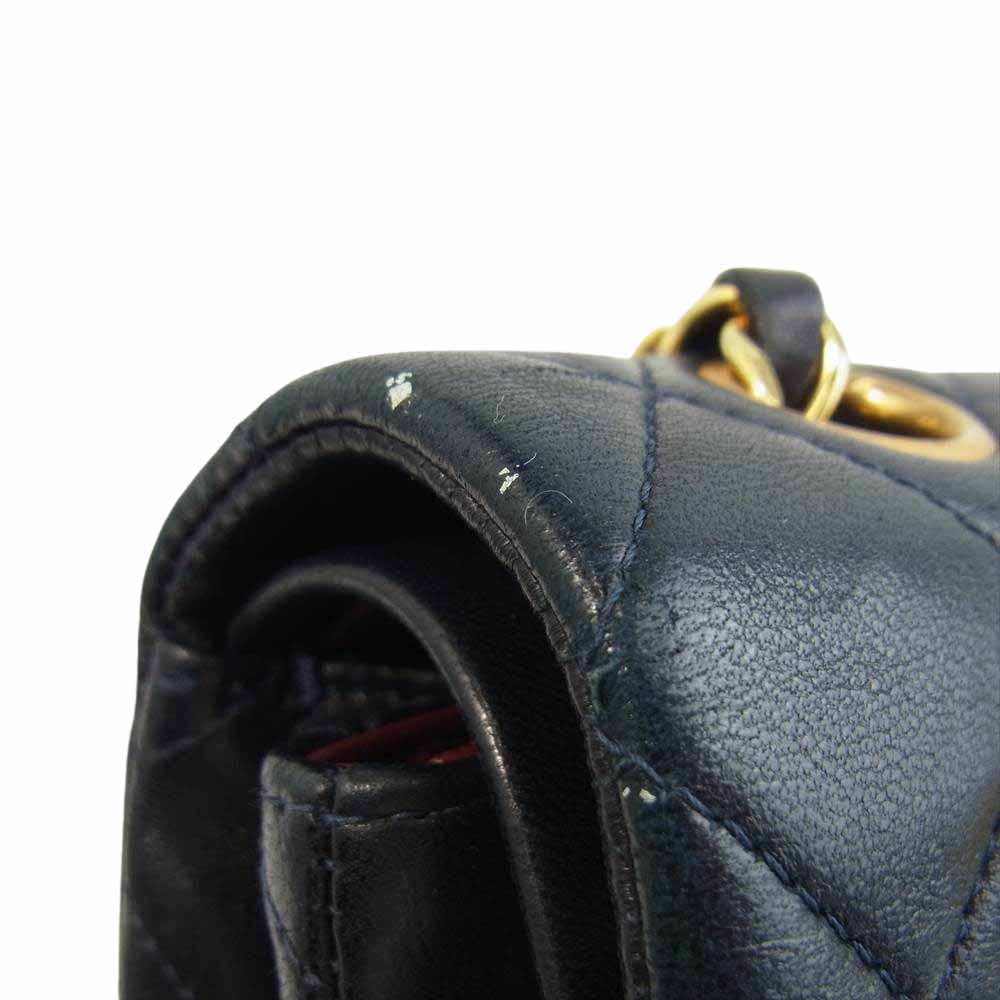CHANEL シャネル マトラッセ ラムスキン ダブルフラップ ダブルチェーンハンドバッグ ネイビー系【中古】
