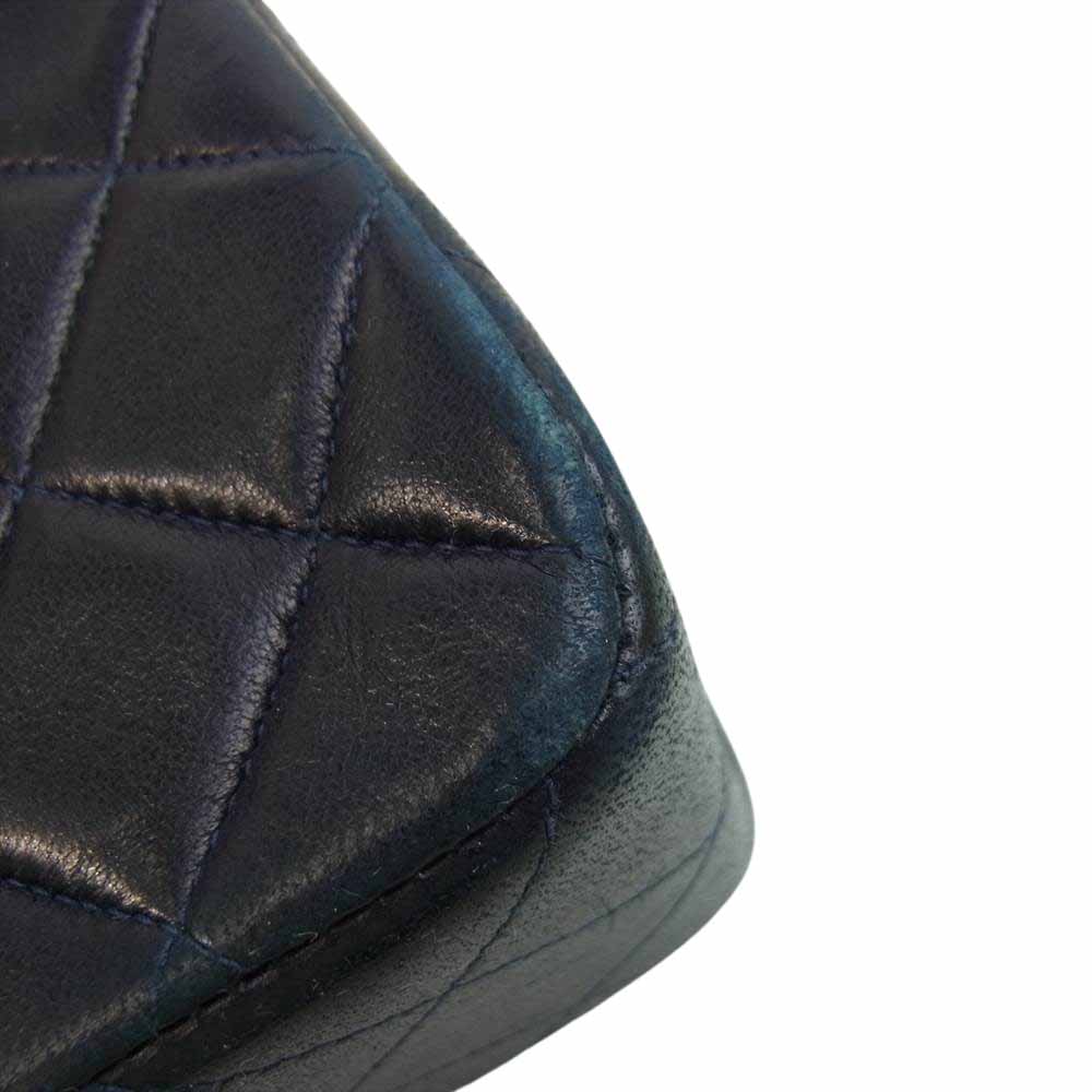 CHANEL シャネル マトラッセ ラムスキン ダブルフラップ ダブルチェーンハンドバッグ ネイビー系【中古】