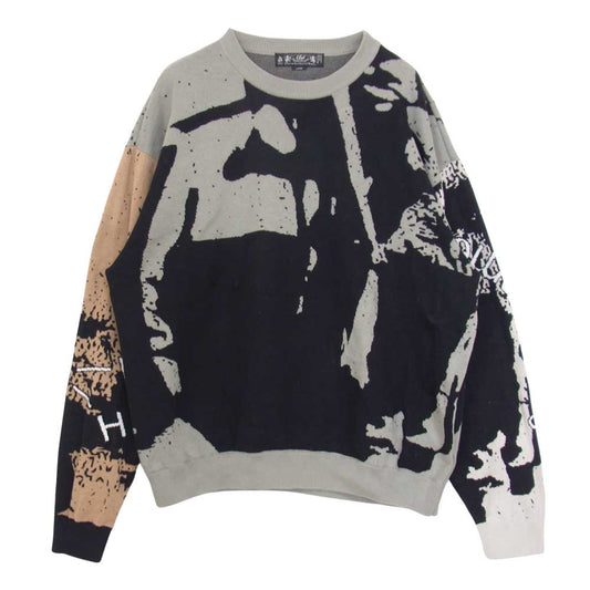 BAL バル 総柄 コットン ニット クルーネック グレー系 L【中古】