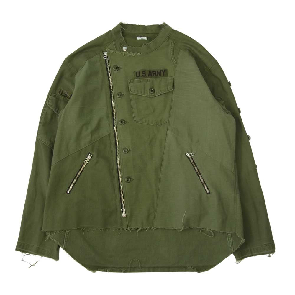 オールドパーク ミリタリー 再構築 リメイク スタンドカラー ジャケット カーキ系 M【中古】