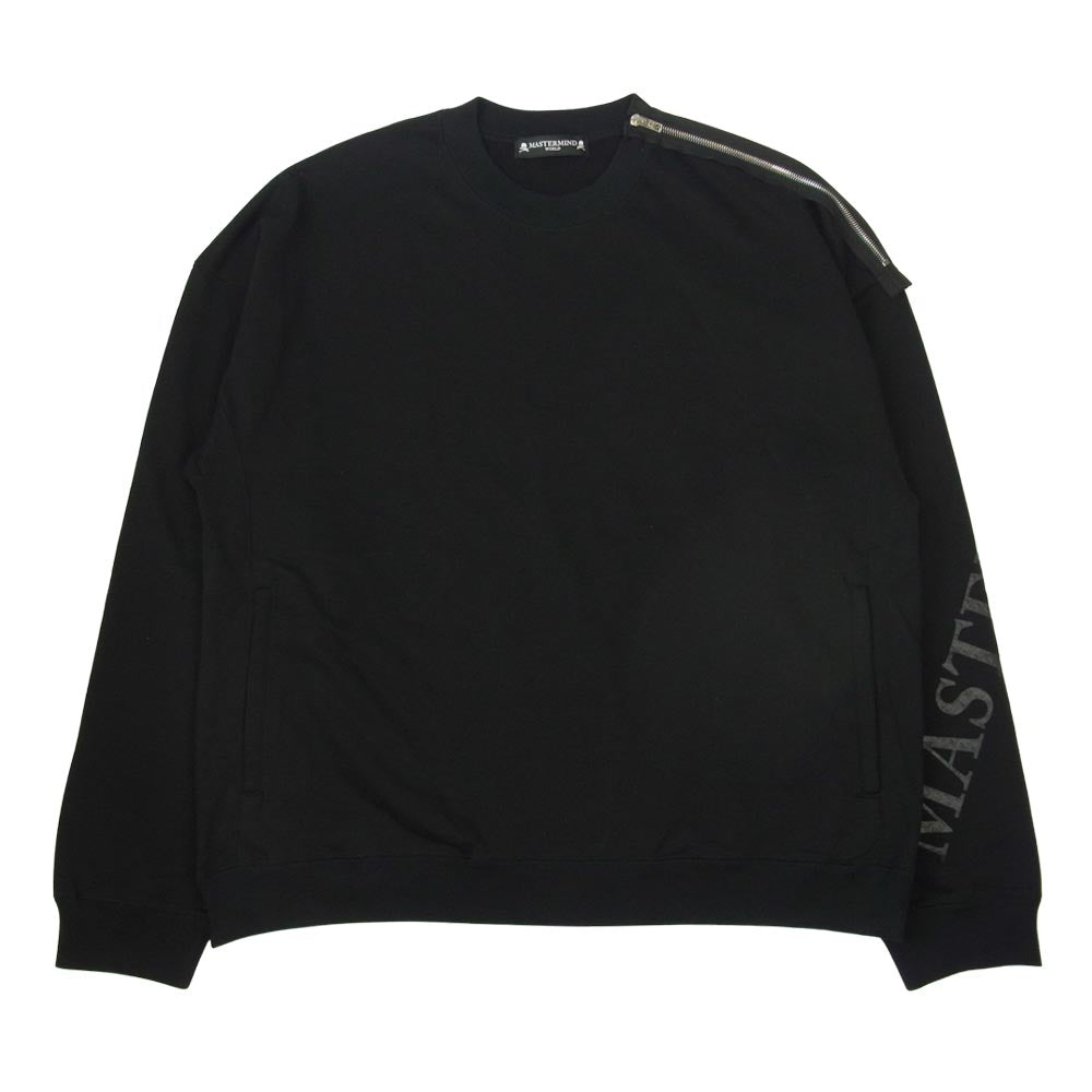 mastermind JAPAN マスターマインドジャパン スカル プリント ショルダー ジップ クルーネック トレーナー スウェット ブラック系 M【美品】【中古】